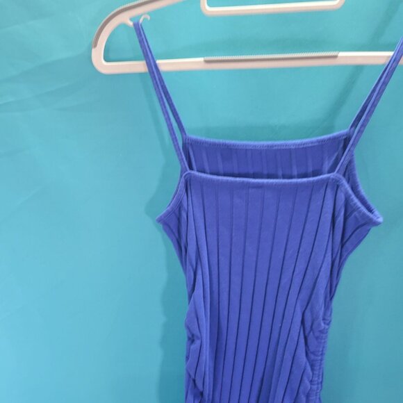 Shein Youth 11-12 Blue Ribbed Knit Dress With Side Ruched Detailing & Spaghetti - Picture 13 of 14